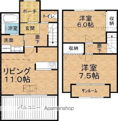 フガール　グランテ[2LDK/67.5m2]の間取図