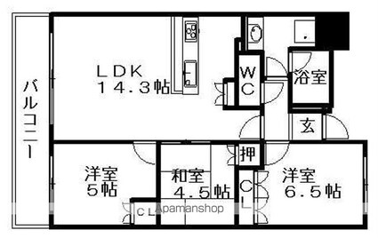 パークアクシス金山ＷＥＳＴ[3LDK/64.32m2]の間取図