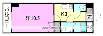 カサグランデ枝松[1K/33.95m2]の間取図