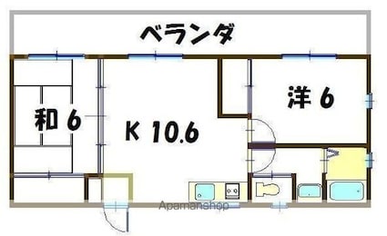 ジョウ真馬Ｂ棟[2LDK/47.3m2]の間取図