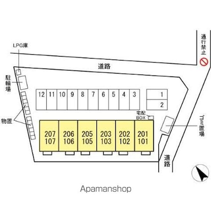アップルガーデンＤ[1R/29.85m2]の配置図