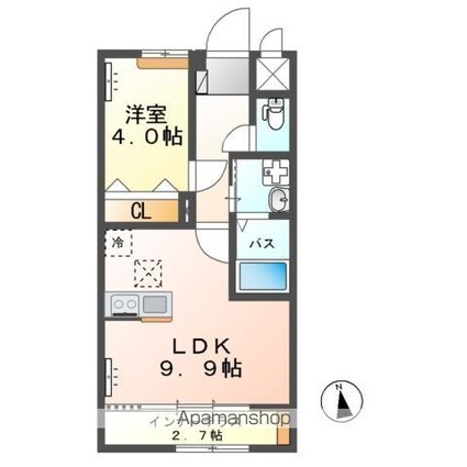 メゾン・デュ・ソレイユ（Ｍａｉｓｏｎ　ｄｕ　Ｓｏｌｅｉｌ）[1LDK/39.91m2]の間取図