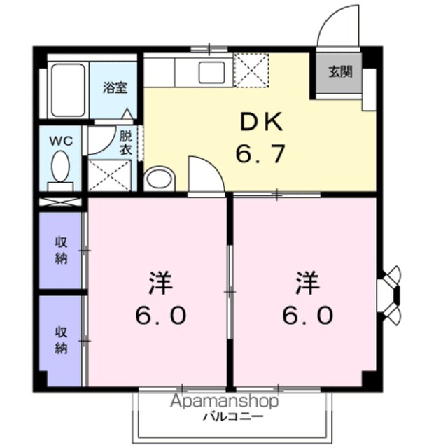 アイビーハイツＣ[2DK/40.58m2]の間取図