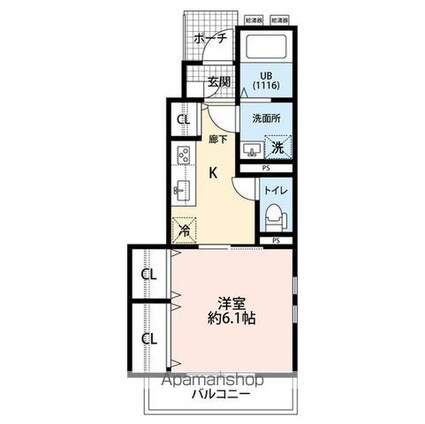 Ａｍｏｕｒ　Ｓｏｒａ[1K/28.18m2]の間取図