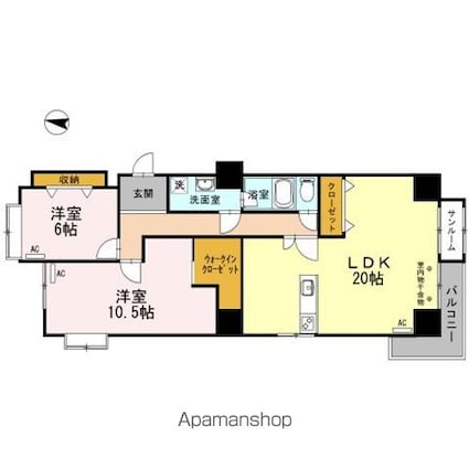 ファミール五反田[2LDK/88.86m2]の間取図