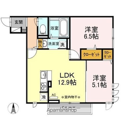 セントバーバラ国立[2LDK/55.3m2]の間取図