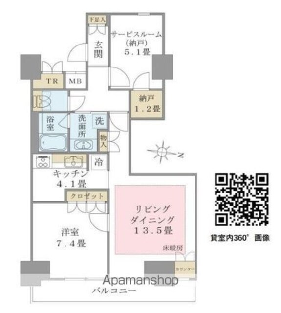 Ｂｒｉｌｌｉａ　ｉｓｔ　東雲キャナルコート[1SLDK/67.88m2]の間取図