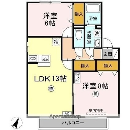 ボナールⅡ[2LDK/62.1m2]の間取図