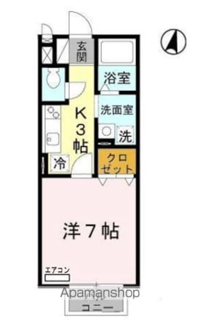 グランシャリオ[1K/26.27m2]の間取図