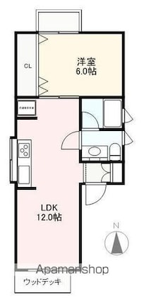 ハイツ八番館[1LDK/45.83m2]の間取図