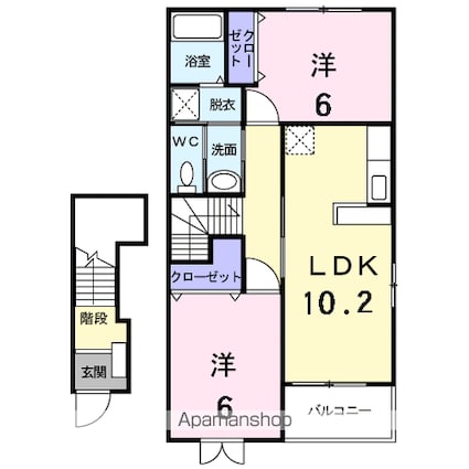 フォンテーヌ[2LDK/57.02m2]の間取図