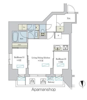 Ｂｒｉｌｌｉａ　ｉｓｔ　浅草[2LDK/48.63m2]の間取図