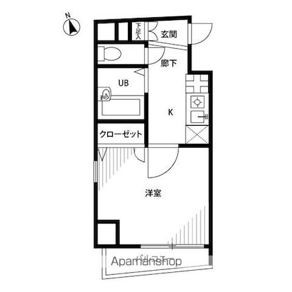 プレール麻布十番[1K/21.77m2]の間取図