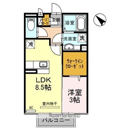 フィオーレ野崎ＩＩＩ[1LDK/33.61m2]の間取図