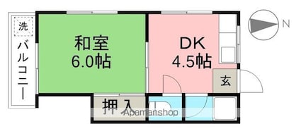 コーポゆり[1DK/21m2]の間取図