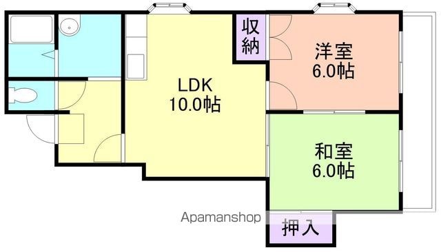 和歌山県和歌山市杭ノ瀬[2LDK/51m2]の間取図