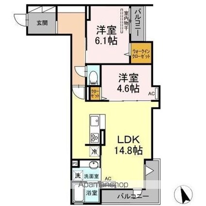 アンジュール徳丸Ｂ棟[2LDK/61.94m2]の間取図
