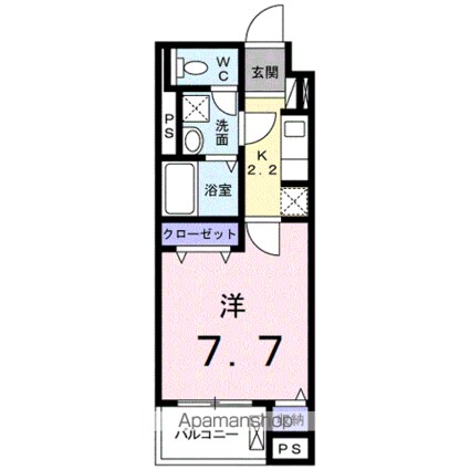 パフュームⅢ[1K/27.68m2]の間取図