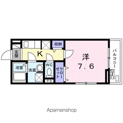 アウローラ桜丘[1K/27.65m2]の間取図