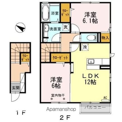 セジュール八幡イースト[2LDK/66.11m2]の間取図