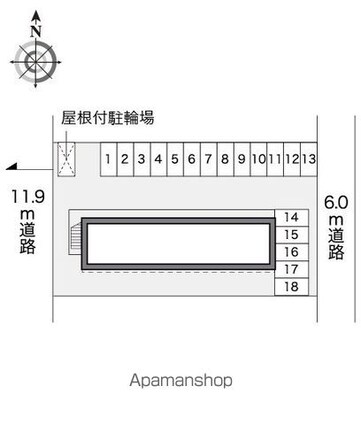 レオパレスくずいⅡ[1K/23.18m2]の配置図