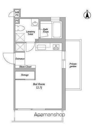 エストフルーヴ[1R/28.62m2]の間取図