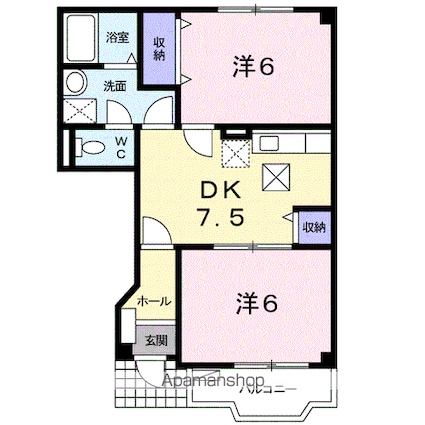 エクセレントヴィラＢ[2DK/44.34m2]の間取図