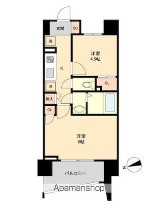 ＨＦ仙台長町レジデンス[2K/37.24m2]の間取図