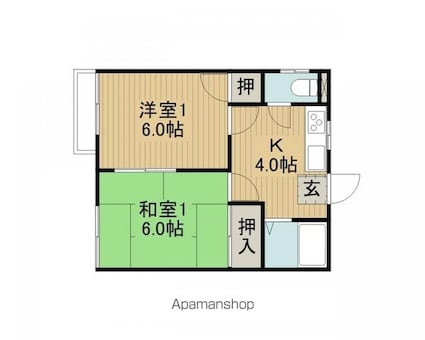 ハイツおくの[2K/33m2]の間取図