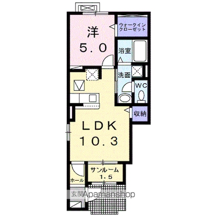 ブルージュＫ[1LDK/41.15m2]の間取図