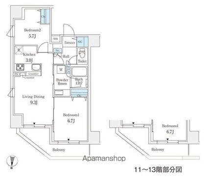 ラティエラ練馬[2LDK/55.94m2]の間取図