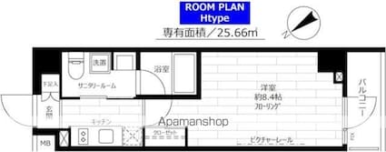 ステージグランデ茅場町[1K/25.66m2]の間取図