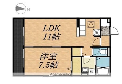 東京都昭島市上川原町３丁目[1LDK/45.04m2]の間取図