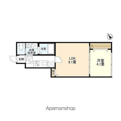 ウェルスクエア自由が丘ＷＥＳＴ[1LDK/32.71m2]の間取図