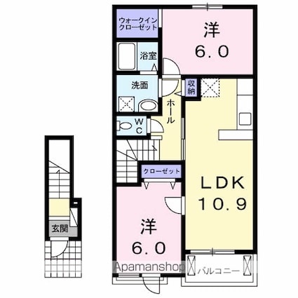 アプローズ[2LDK/57.21m2]の間取図