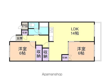 和歌山県和歌山市築港５丁目[2LDK/57.06m2]の間取図