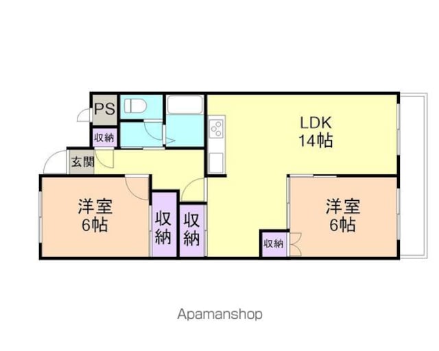 ニューハイツ光陽Ｂ棟　５０２[2LDK/57.06m2]の間取図