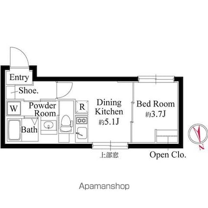 エクサム三軒茶屋Ⅳ[1DK/25.18m2]の間取図