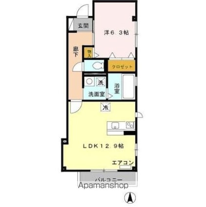 Ｃｈｅｒｒｙ　Ｃｏｕｒｔ[1LDK/48.87m2]の間取図