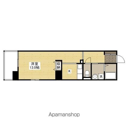 広島県広島市中区上幟町[1R/34.16m2]の間取図