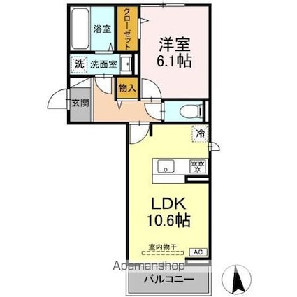 Ｇｒａｃｅ　Ｙａｍａ（グレイス　ヤマ）[1LDK/42.93m2]の間取図