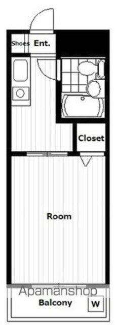 東京都世田谷区駒沢３丁目[1K/16.5m2]の間取図