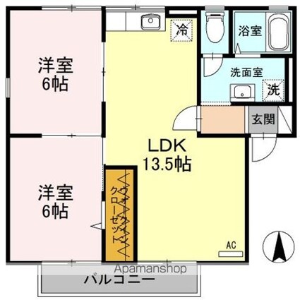 ガーデン・シャトレｉ　ファミリー棟[2LDK/55.43m2]の間取図
