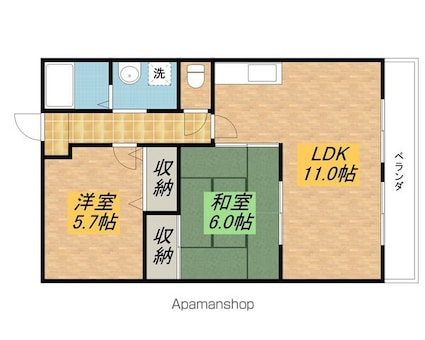 Ｃｈｅｚ－ｓｏｉ　ＴＡＴＳＵＭＩ　Ⅱ番館[2LDK/54m2]の間取図