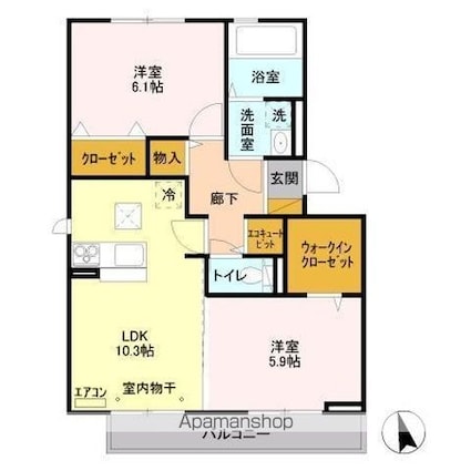 ラ　ティーダ[2LDK/56.71m2]の間取図