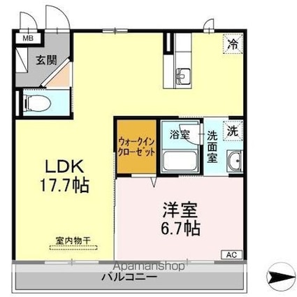 ホワイトローズ[1LDK/53m2]の間取図