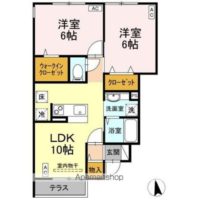 ラッキーベル[2LDK/50.92m2]の間取図