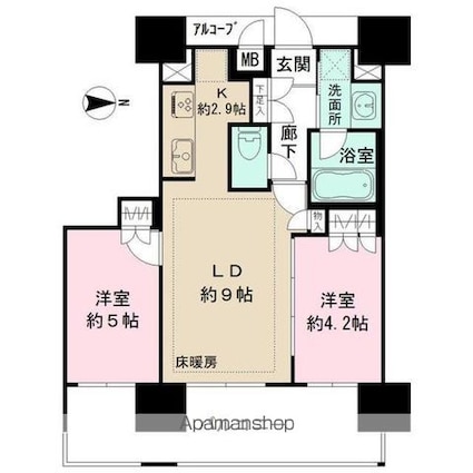 ＢＥＬＩＳＴＡ三鷹[2LDK/47.54m2]の間取図