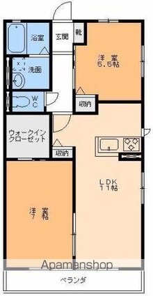 モダンローズ　Ｂ棟[2LDK/53.98m2]の間取図