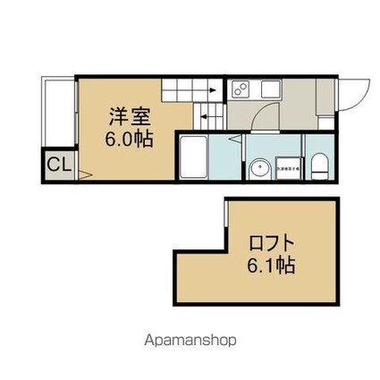 ウエストゼロ[1K/20.74m2]の間取図